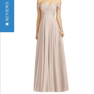 Dessy 2970 off-the-shoulder draped chiffon Cameo